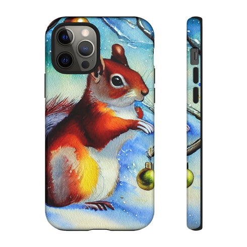 A Squirrel Decorates the Forest for Christmas - Impact Resistant Phone Case iPhone 12 Pro Glossy